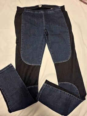 UNIQ Denim & Mesh Legging Color Block Skinny Jeans Large